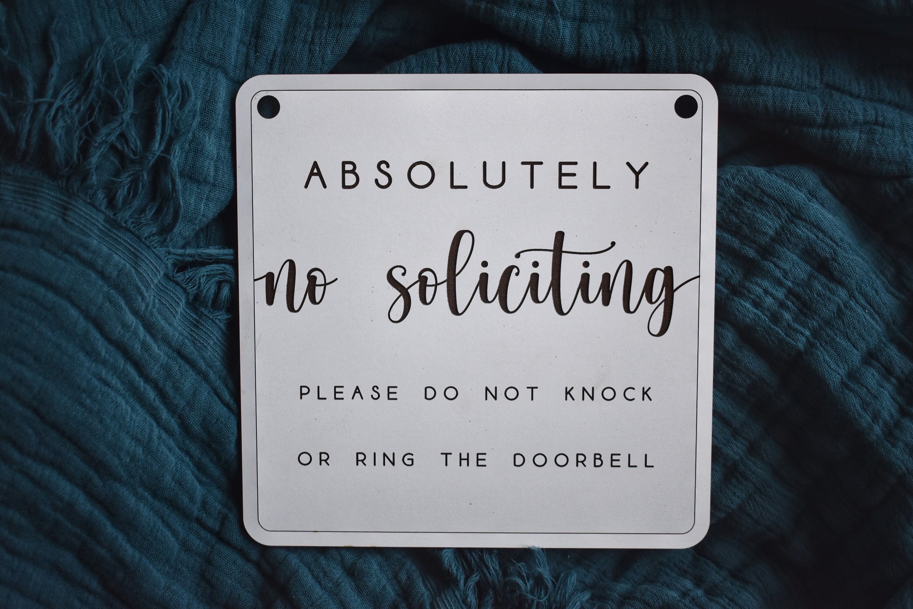 No Soliciting Sign. Front Door Sign. Do Not Knock Or Ring. Doorbell Sign