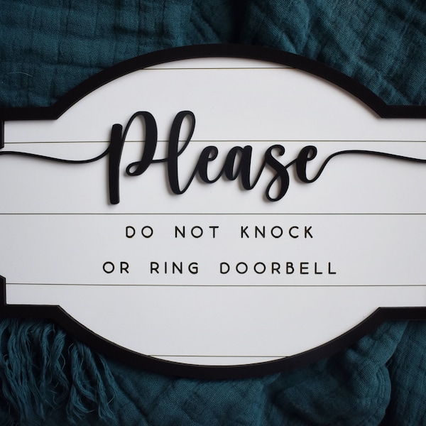 Please do not ring the door bell, do not knock sign, dogs will bark, working from home, babies sleeping, door sign, farmhouse, custom sign