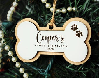 Custom Dog Ornament Gift For Pet  Dog Bone Ornament First Christmas Dog Name Ornament Personalized Ornament Custom Dog Ornament New Pet Gift