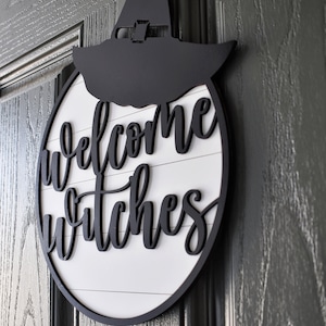 Welcome Witches Halloween Door Sign Decor image 3