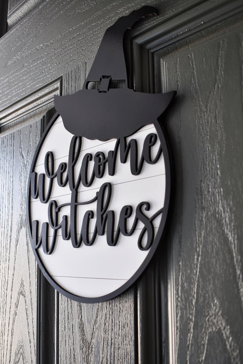 Welcome Witches Halloween Door Sign Decor image 3