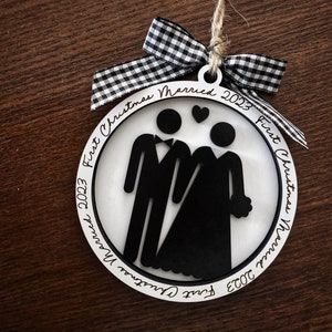 Wooden Engraved First Christmas Married Ornament - Commemorate Your Special Bond | Newlywed's first Christmas Ornament Gift