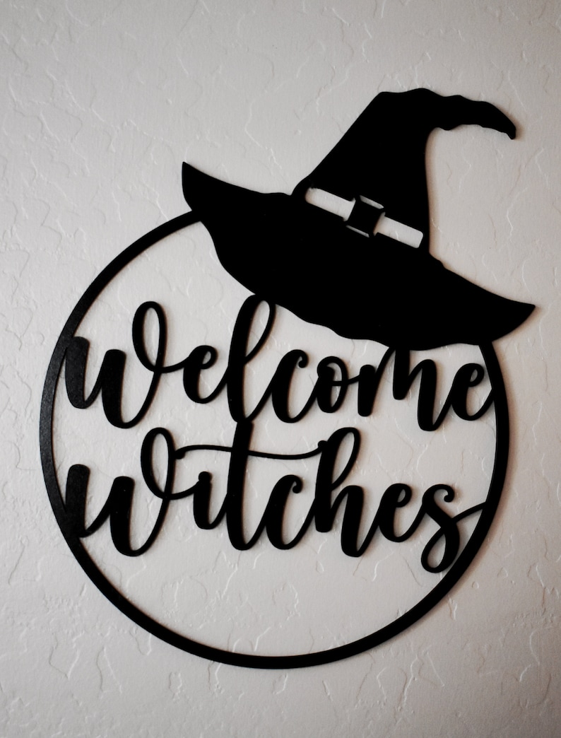 Welcome Witches Halloween Door Sign Decor No Backing