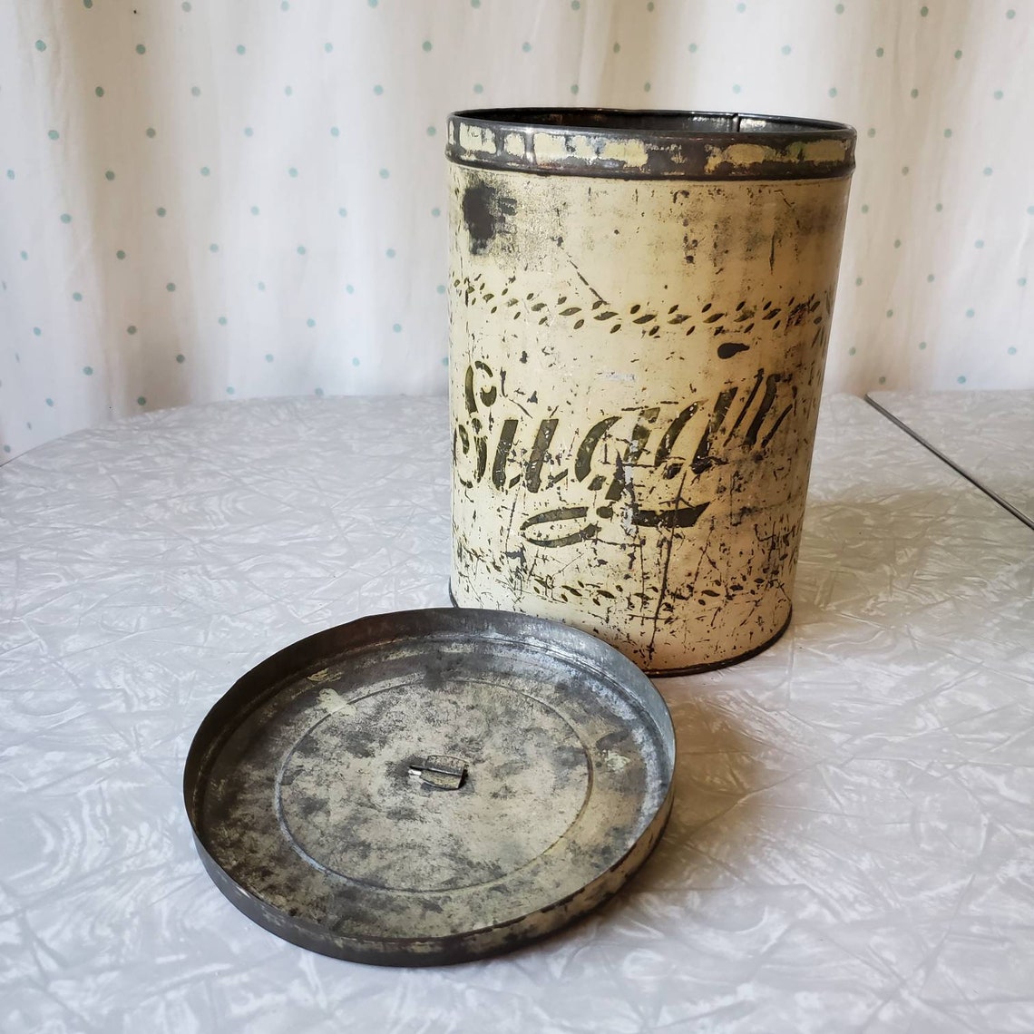 Vintage Sugar Tin with Lid Etsy