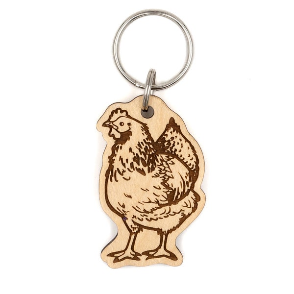 Chicken Wood Keychain - gallo, poulty, rooster, henhouse, checken coop, chick, cottagecore, hen farm life, country