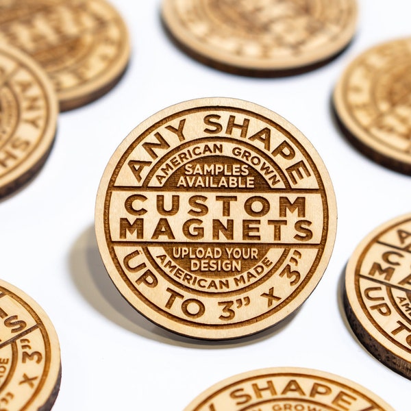 Custom Wood Magnets - High Quailty & Fine Detail - Wholesale prices for your business, wedding, class gift, event or promotion