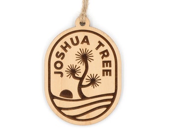 Joshua Tree National Park Christmas Ornament - Desert Oval with Tree and Sun - Custom Modern Design - Cute Gift - Get Outdoors