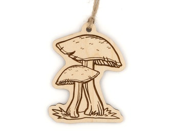 Garden Mushroom Wood Ornament - fungus, edible mushroom, shroom, foraging, spore, chanterelle, fairy tale,