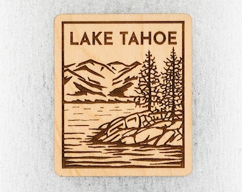 Lake Tahoe Wood Magnet - California Sierra Nevada Mountain Design