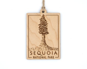 Ornement en bois du parc national de Sequioa - trois rivières, canyon royal, sequia géante, forêt géante, escalade dans les arbres