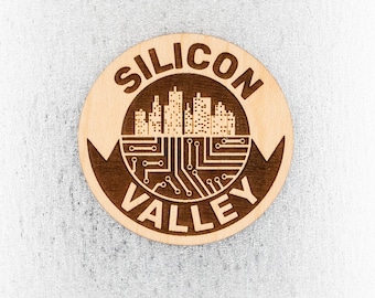 Silicon Valley Magnet - Wood Fridge Magnet, Bay Area Souvenir, San Jose, Santa Clara, Los Gatos, Tech Gift, Palo Alto