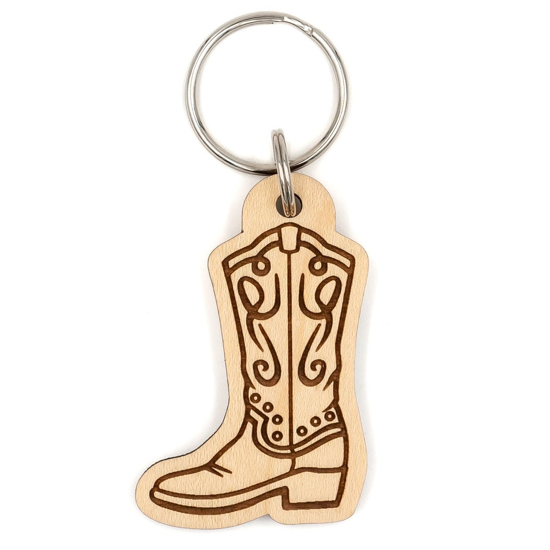 Cowboy Cowgirl Boot Wood Keychain - Western, Rodeo, Ranch, Country ...
