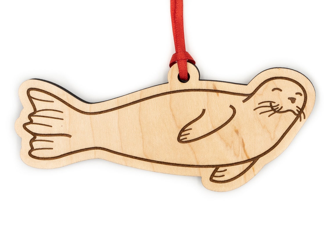 Harbor Seal Ornament Wood Christmas Ornament Cute Sealion Etsy