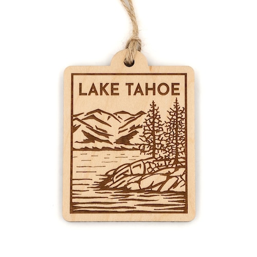 Lake Tahoe Ornament Lake Tahoe Basin Text Ornament With Lake Etsy