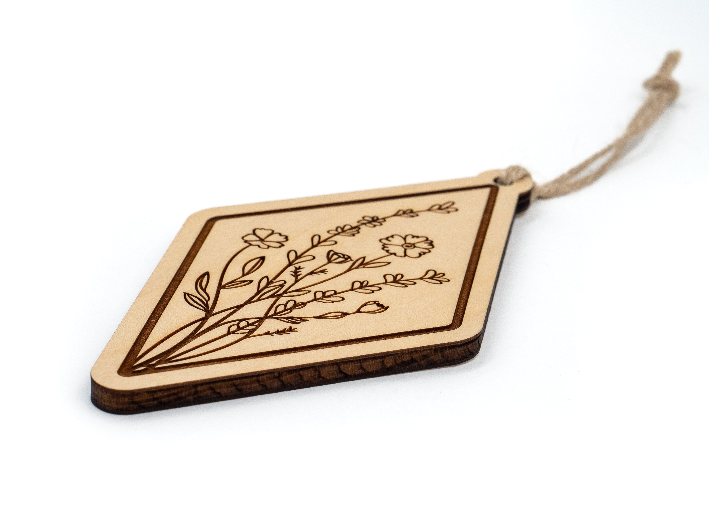 Wildflowers Christmas Ornament - Chic Flower Design, Wood Art