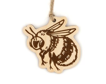 Bumble Bee Wood Ornament - Bug Insect Bee happy honey