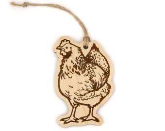 Chicken Wood Ornament - gallo, poulty, rooster, henhouse, checken coop, chick, cottagecore, hen farm life, country