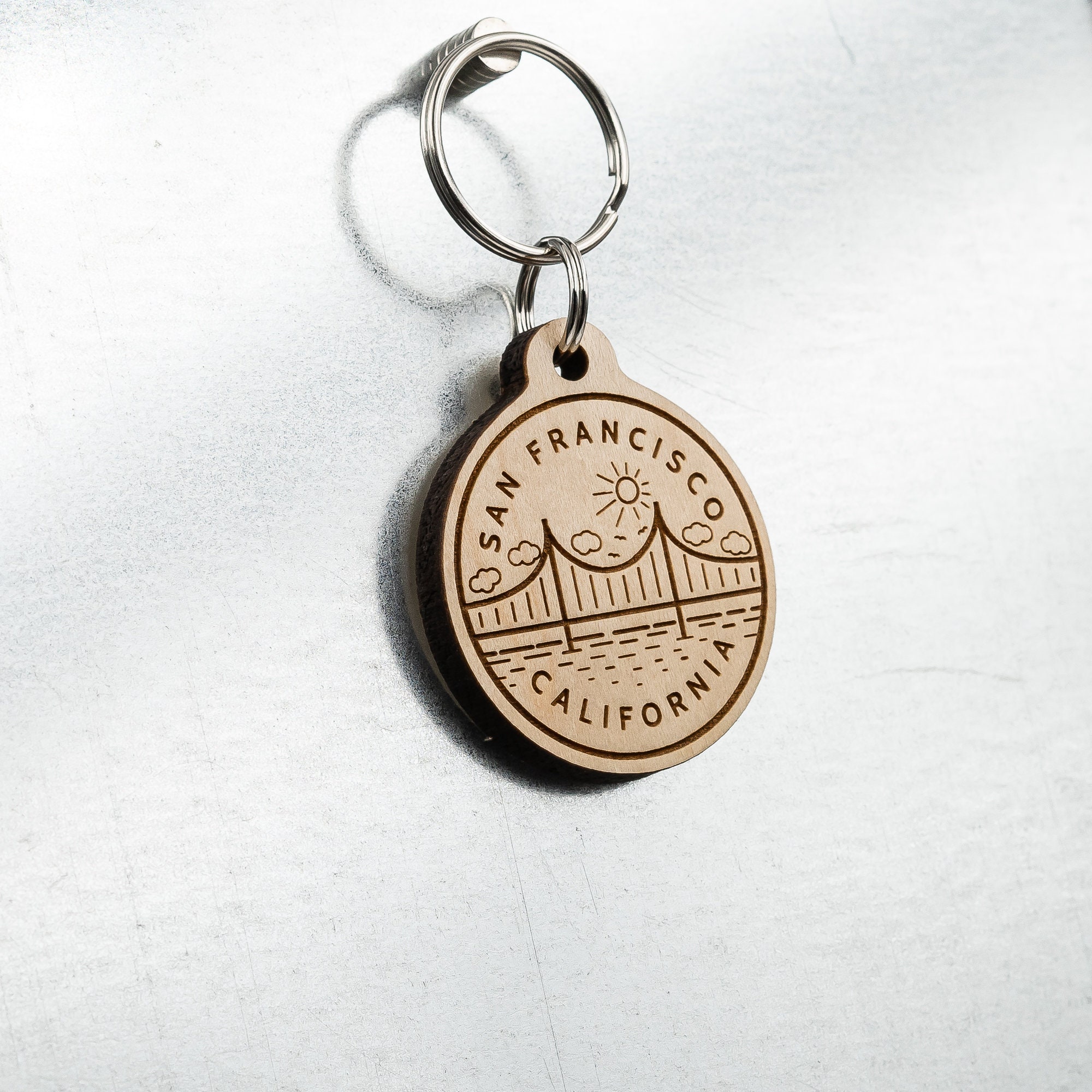 Bridge Shape Key Chain San Francisco Bridge - Wood Keychain - Golden Gate, Bay Bridge, Bay ...