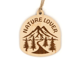 Nature Lover Wood Ornament - outdoorsy, camping,hiking trail, wanderlust, outdoorsy, adventurer, forest, mountains, tent, campground