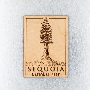 Sequoia National Park - Wood Fridge Magnet - three rivers, king canyon, giant sequia, giant forest, tree climbing