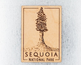 Sequoia National Park - Wood Fridge Magnet - tre fiumi, king canyon, sequia gigante, foresta gigante, tree climbing
