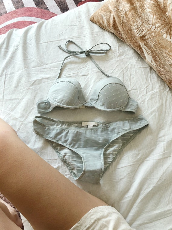 Vintage Y2K Chloe Light Gray and White Monogram Bi