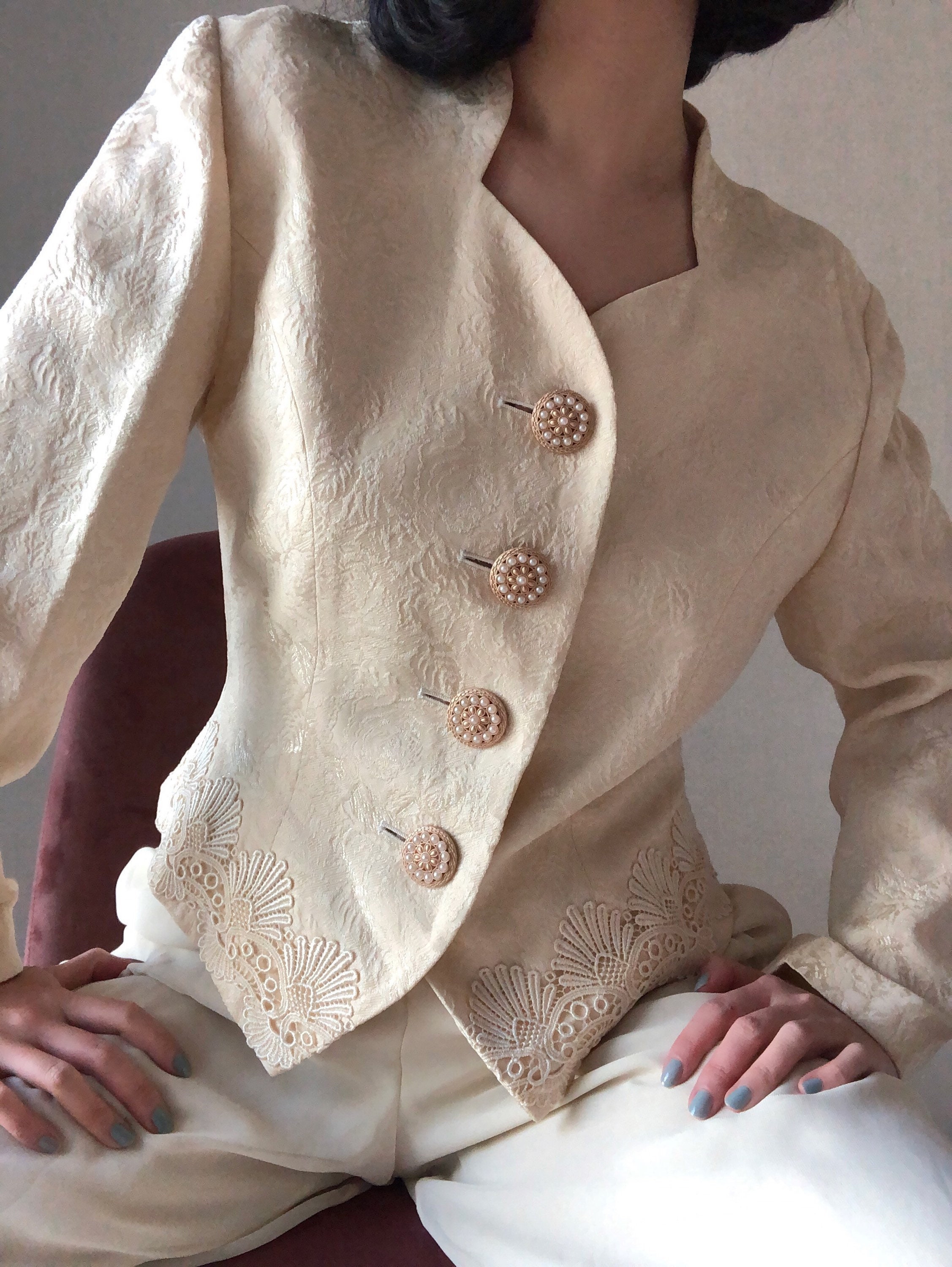 chanel style cream jacket