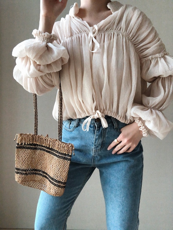 chiffon puff sleeve blouse