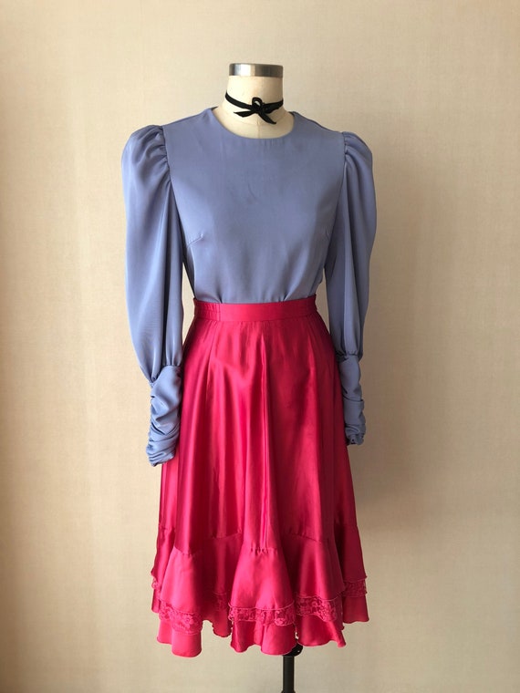 80's Pastel Purple Puff Sleeve Birthday Party Blou
