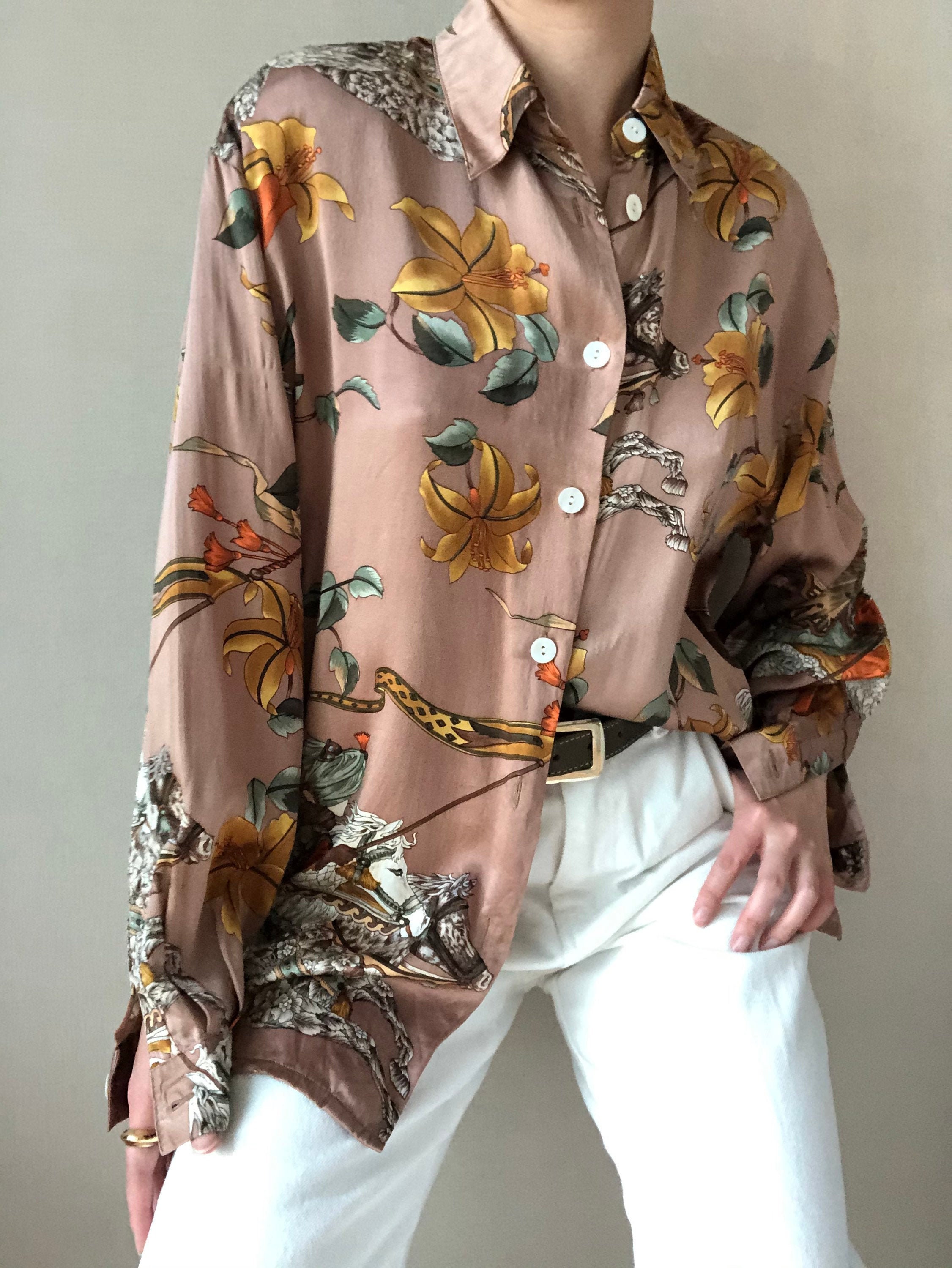 Hermes Silk Shirt - Etsy Hermes Silk Shirt - Etsy