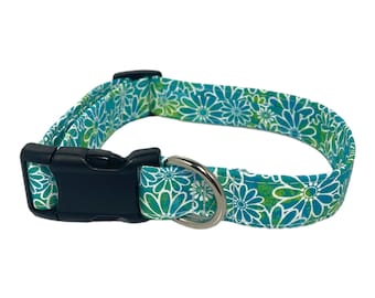 Hundehalsband personalisiert, Mädchen Hundehalsbänder mit Personalisierung, besticktes Hundehalsband, Floral Hundehalsband mit Blumen, Gold Metallschnalle