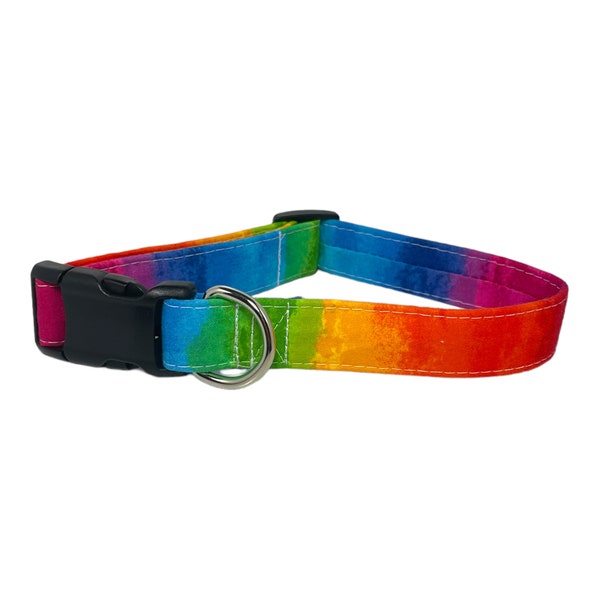 Personalized “ROY-G-BIV” Dog Collar - Dog Collar With Name - Embroidered Dog Collar - Rainbow Dog Collar - Dog Collar With Metal Buckle