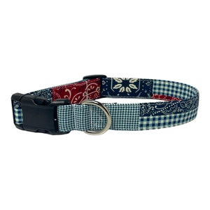 Personalized “Rudy” Dog Collar - Dog Collar With Name - Embroidered Dog Collar - 4th of July Dog Collar - Metal Buckle Adjustable Patriotic
