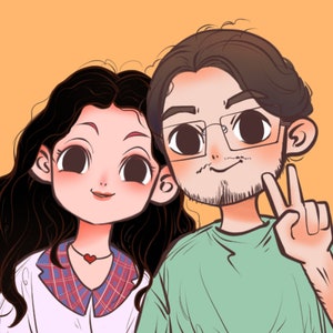 Couple Portrait Commission Art/Cute anime portrait, Illustration portrait from photo, personalized gift for boyfriend,girlfriend,family
