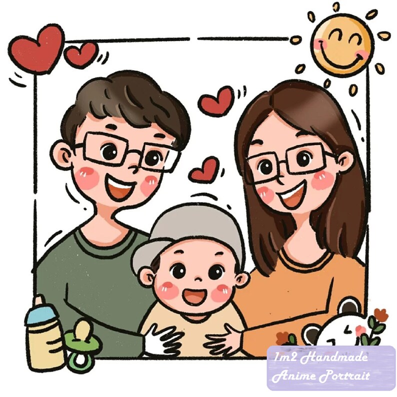 Custom Anime Family Portrait drawing Couple Anime Portrait | Etsy