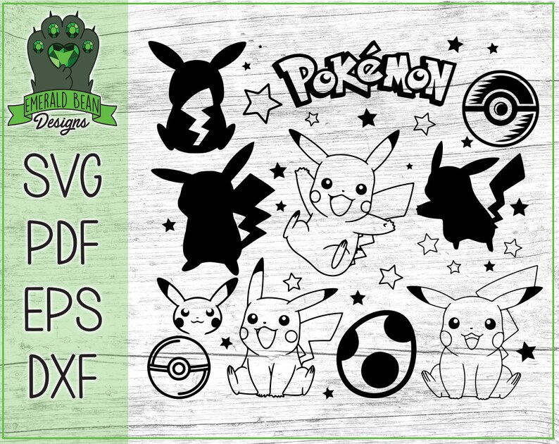 Download Pikachu Pokemon Bundle SVG Pdf Eps Dxf files for Cricket | Etsy