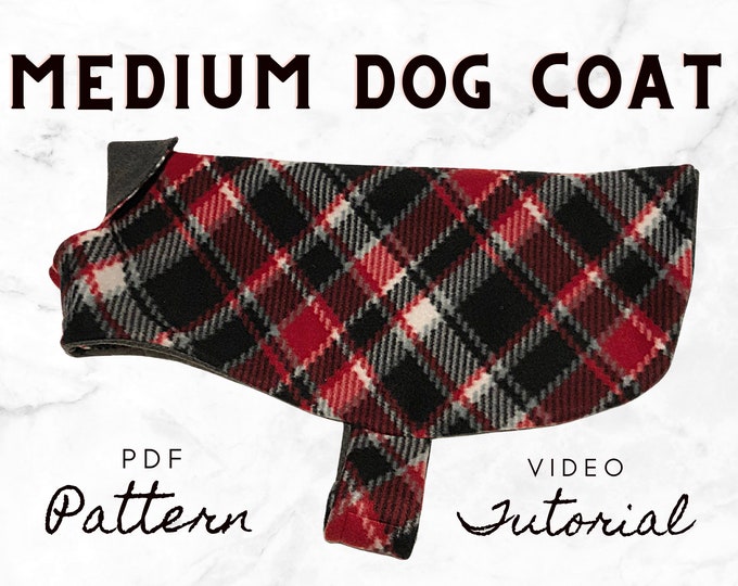 Medium Dog Coat PDF Pattern tutorial DIY Dog Jacket Medium Reversible 