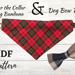 Over The Collar Dog Bandana and Bow Tie PDF Pattern/Tutorial Bundle- DIY Dog Bandana - Reversible Dog Bandana and Dog Bow Tie Pattern