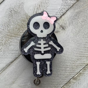 Skeleton Girl | X-Ray Tech | Rad Tech | Radiology Badge Reel, Magnet, or Pin YOU choose! MRI Safe Reel Available