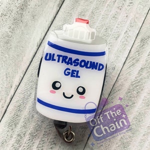 Ultrasound Gel Bottle Badge Reel~ With or Without Glitter Bow ~ Ultrasound Technologist ~ Sonographer Gift