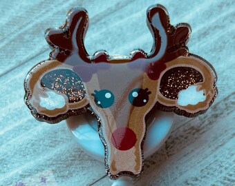 Uterus Reindeer OB/Gyne Sonographer Nurse Gift Christmas Badge Reel