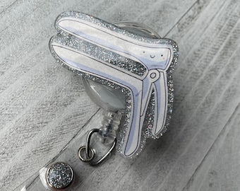 Happy Speculum Badge Reel ~ Great Ob/Gyn doctor/nurse/midwife/student gift!