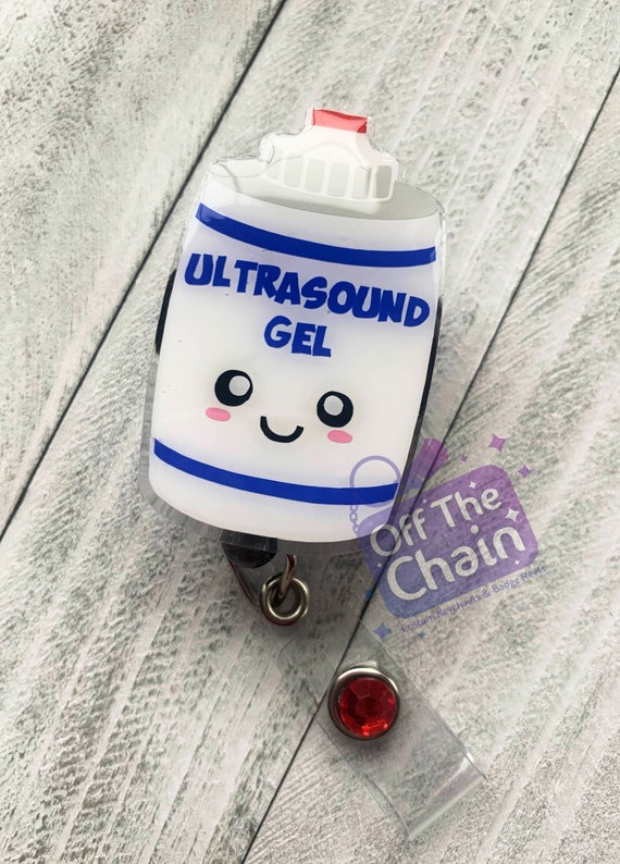 Ultrasound Gel Bottle Badge Reel With or Without Glitter Bow Etsy