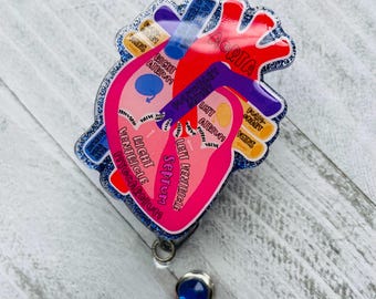 Anatomical Heart Badge Reel w/ Labeling