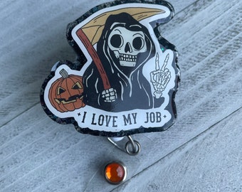 Halloween Grim Reaper Badge Reel ~ I love my job
