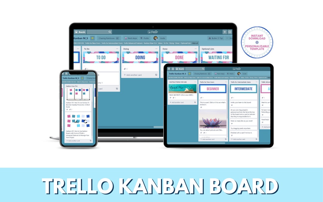 Trello Kanban Board Template mindsparkle Etsy