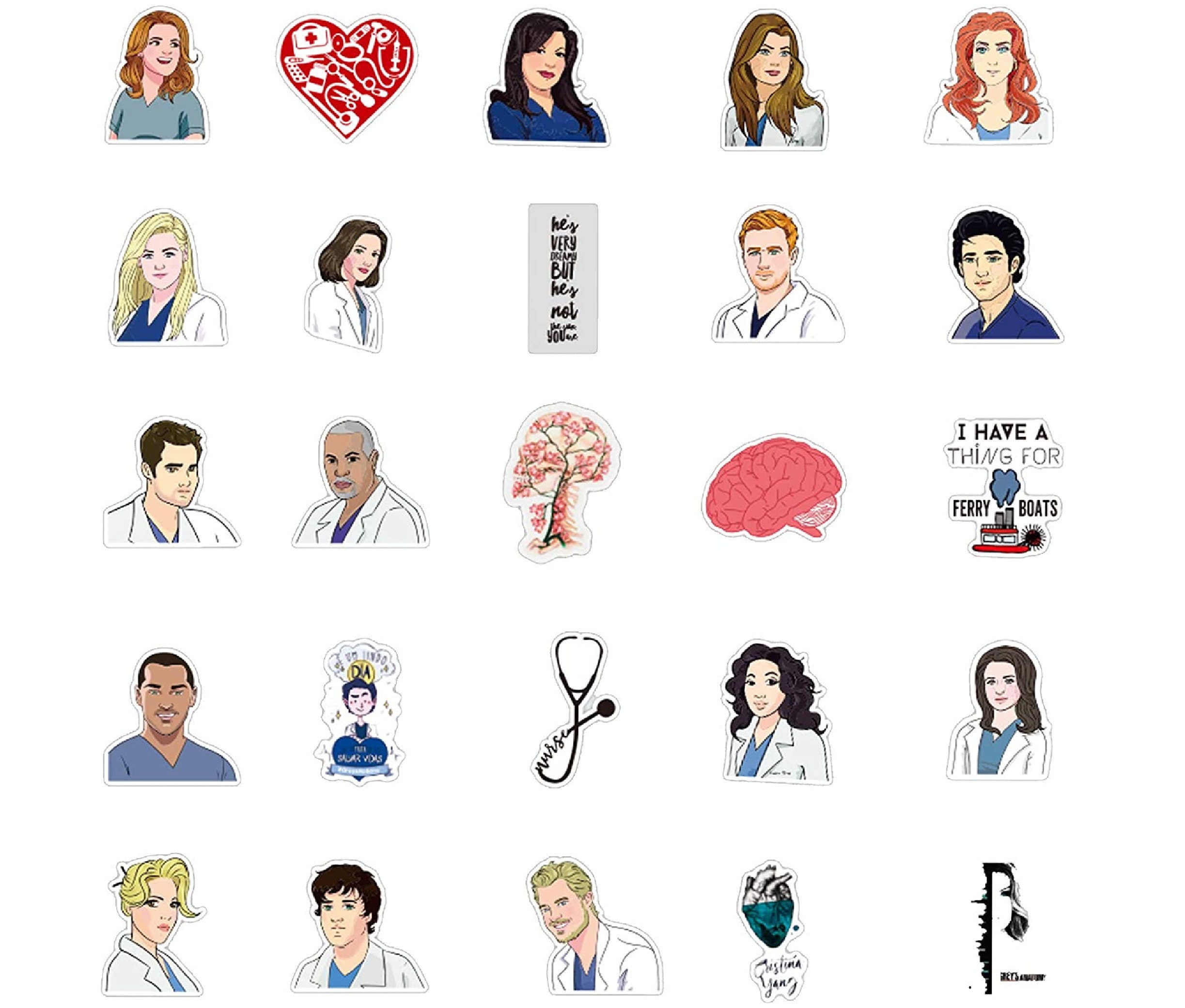 greys anatomy stickers bundles random 5 pc 10pc sticker etsy