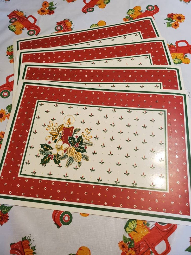 Vintage Vinyl Christmas Cabdle Placemats set of 4 Etsy