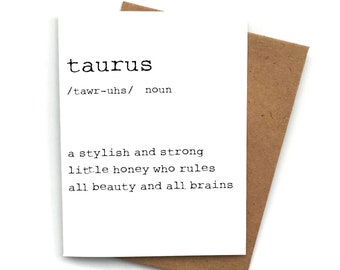 Greeting Card Taurus Birthday Card- Astrology Birthday Card, Horoscope, Zodiac card, Taurus Birthday Gift, The Best Astrology Birthday Card