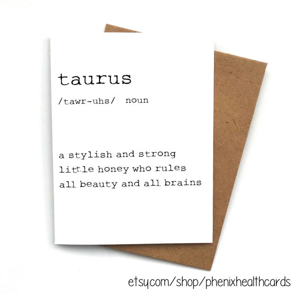 Greeting Card Taurus Birthday Card- Astrology Birthday Card, Horoscope, Zodiac card, Taurus Birthday Gift, The Best Astrology Birthday Card